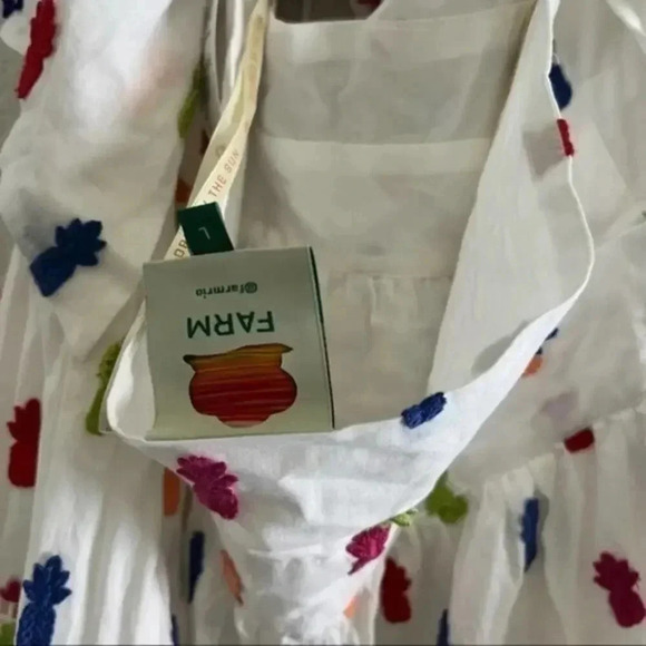 FARM RIO Pineapple Appliqué Keyhole Bodice Cotton Midi Dress B902 - Picture 4 of 4